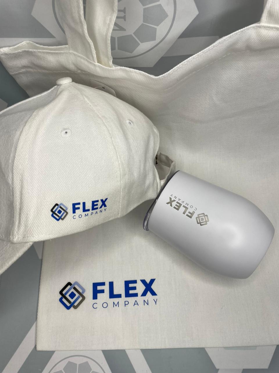 FLEX COMPANY — Кепка, шоппер и термокружка с логотипом, выполненная работа NAIRA