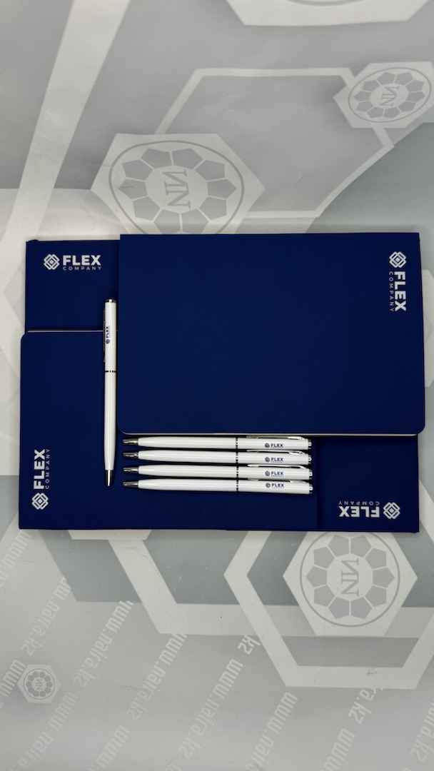 FLEX COMPANY — Ежедневники и ручки в фирменных цветах, выполненная работа NAIRA